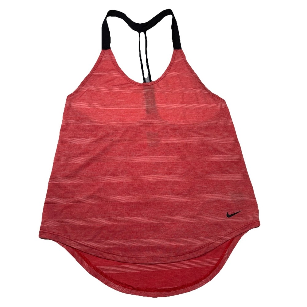 Nike‎ Tank Top Womens XS Elastica Elevate Striped Dri-Fit Orange/Black Racerback